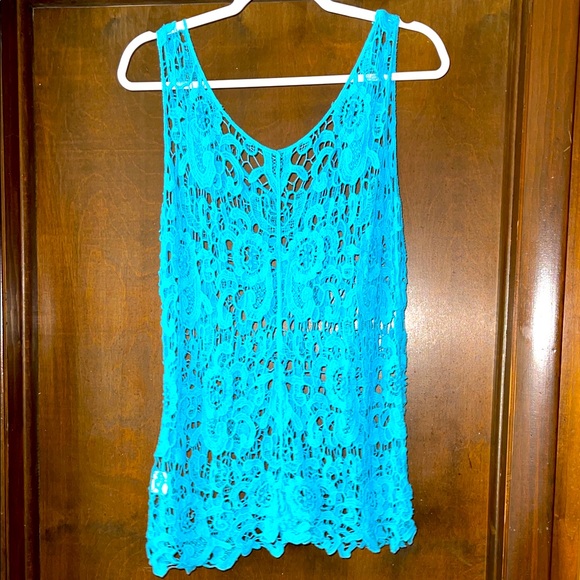 Asha Tops - Asha Brand Turquoise Lace Sleeveless Top